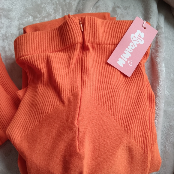 Orange Ribbed Two-Piece Set - Picture 2 of 5